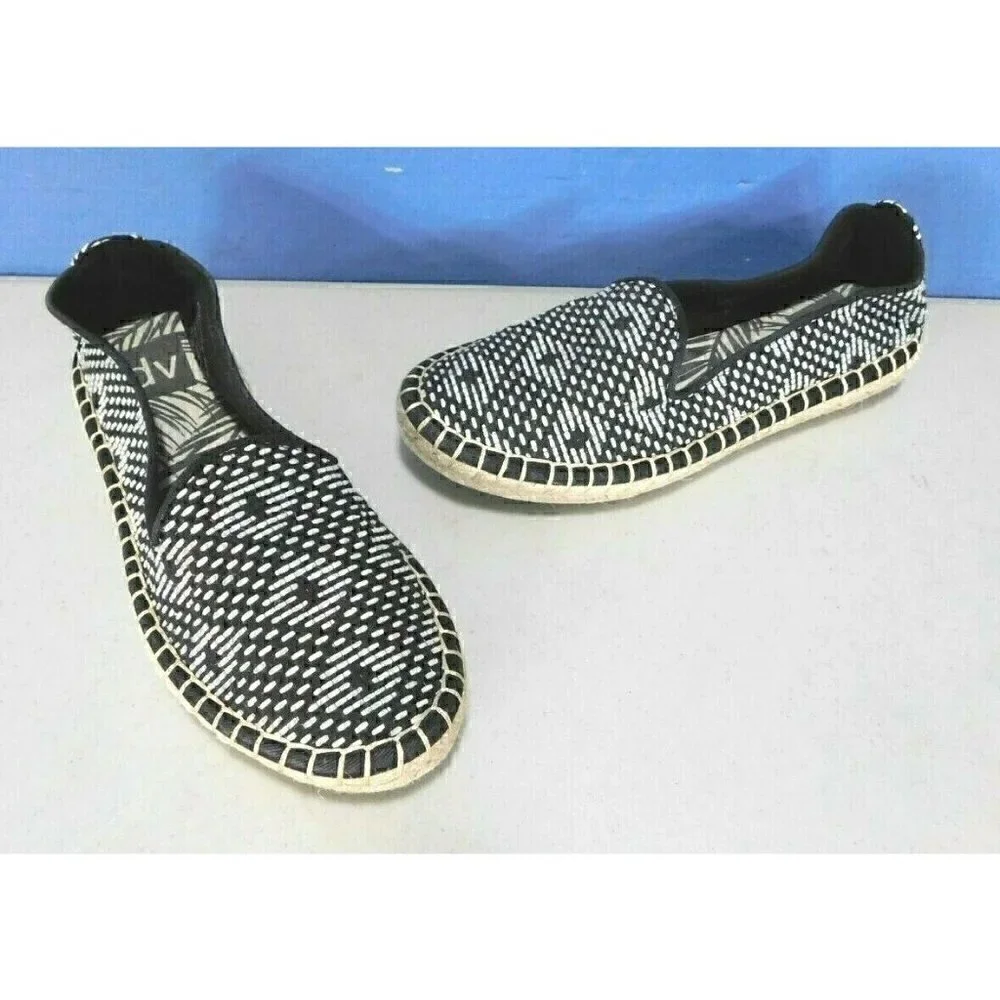 DV BLACK & BEIGE WOVEN TEXTILE SLIP ON SHOES, WOMAN'S SIZE 6.5